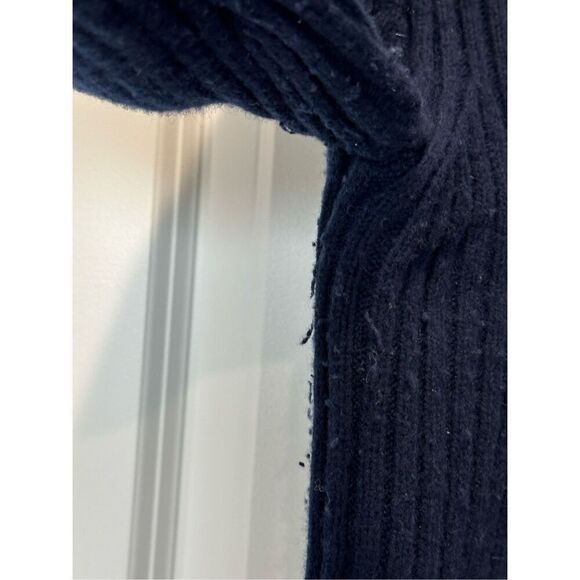 Sunday Best Merino Wool Blend Ribbed Zip Front Sweater Navy Size XS - Picture 5 of 8